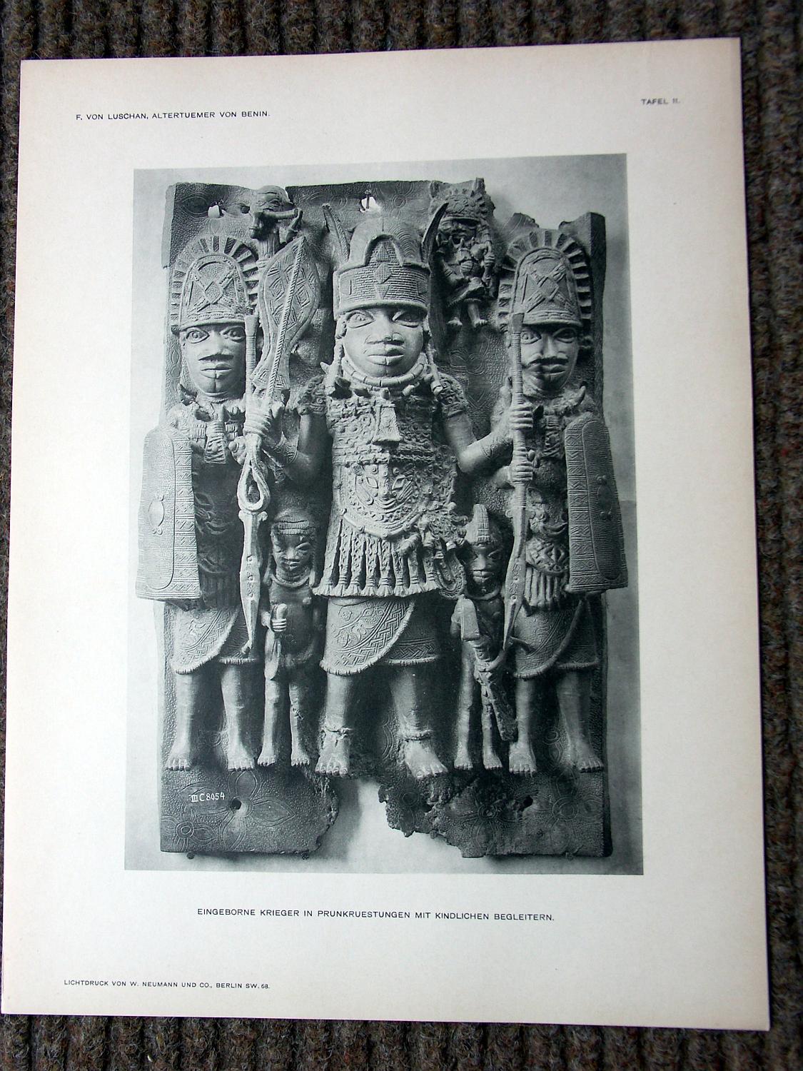 zz-lusc19,tafel 11 benin nigeria,bronze-platte mit figur-gruppe (b-iii